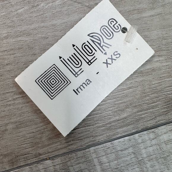 Lularoe Tunic 'Irma' Yellow/Gray Short Sleeve Crew Neck Top WMNS XXS Geometric - Picture 5 of 6